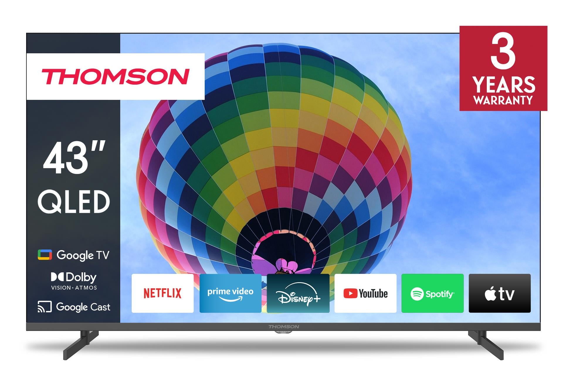 TV Set THOMSON 43" 4K/Smart QLED 3840x2160 Wireless LAN Bluetooth Google TV Black 43QG4S14