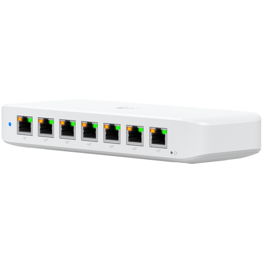 Ubiquiti USW-Ultra-210W-EU compact, Layer 2, 8-port GbE PoE switch with versatile mounting options, 7x GbE PoE+ output ports,
