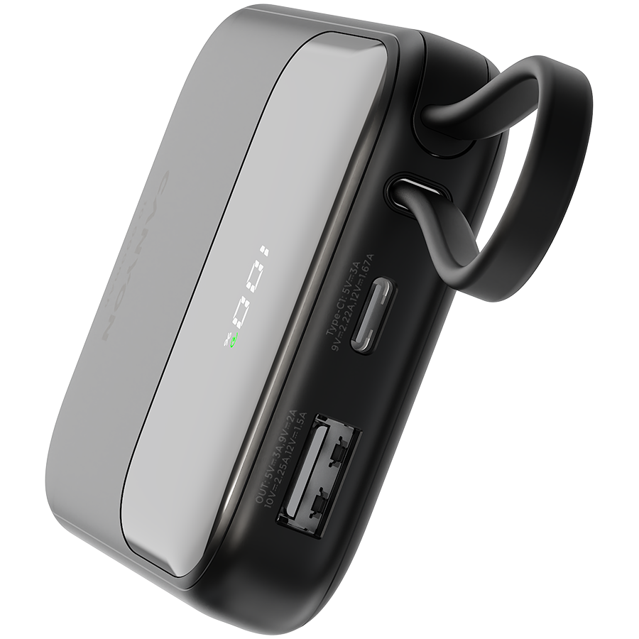 CANYON power bank OnPower 101 built-in cable 10000 mAh PD22.5W Black