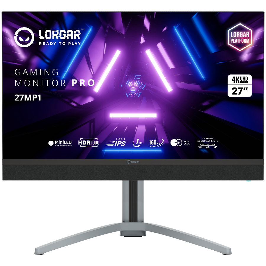 LORGAR 27MP1, UHD MiniLED Gaming Monitor Pro, 27'' (3840*2160) fast IPS flat monitor, black/milky grey