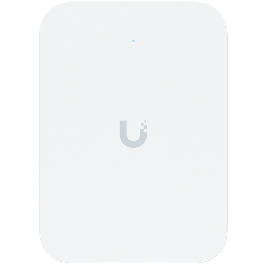 Ubiquiti UniFin U70IW Wall mounted WiFi 7 AP with 4 spatial streams and an integreated 2.5GbE PoE switch desined for hospital