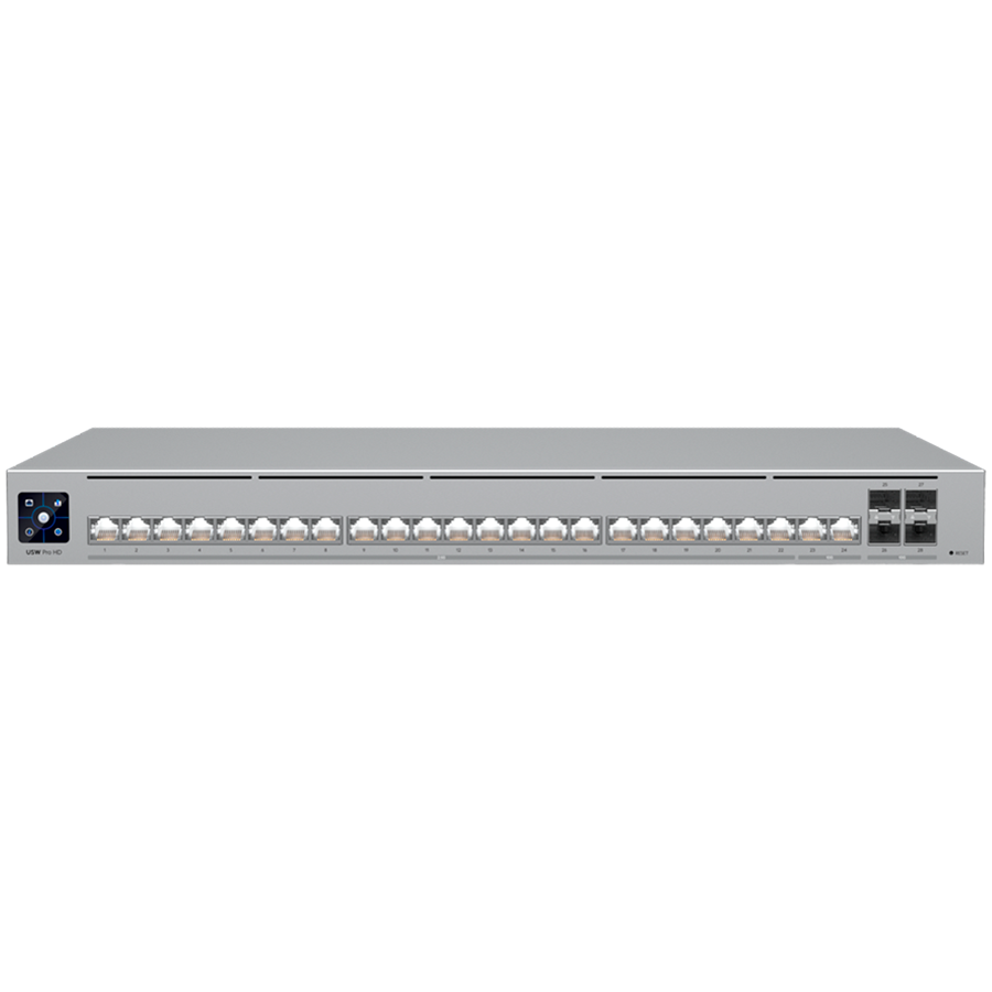 Ubiquiti Layer 3 Etherlighting switch USW-PRO-HD-24-EU, (22) 2.5 GbE, (2) 10 GbE ports, (4) 10G SFP+ ports
