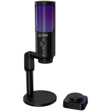 LORGAR SMP40, RGB Microphone with external mute button and metal stand, Black