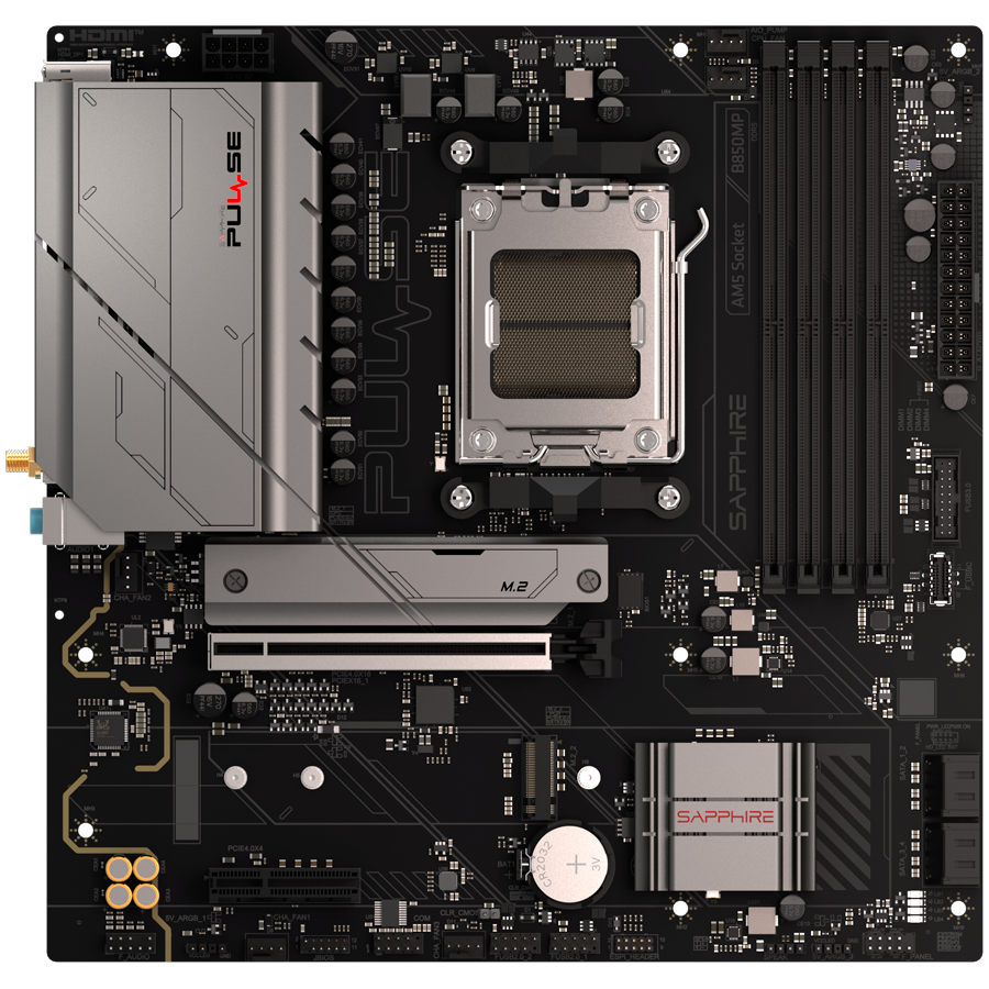SAPPHIRE AMD B850M AM5 PULSE Ryzen R9/R7/R5, 4x DDR5 7600MHz, PCIE 4.0 x16, 1x M.2 Gen5, 1x M.2 Gen4, LAN 2.5 Gbps, WIFI6, US