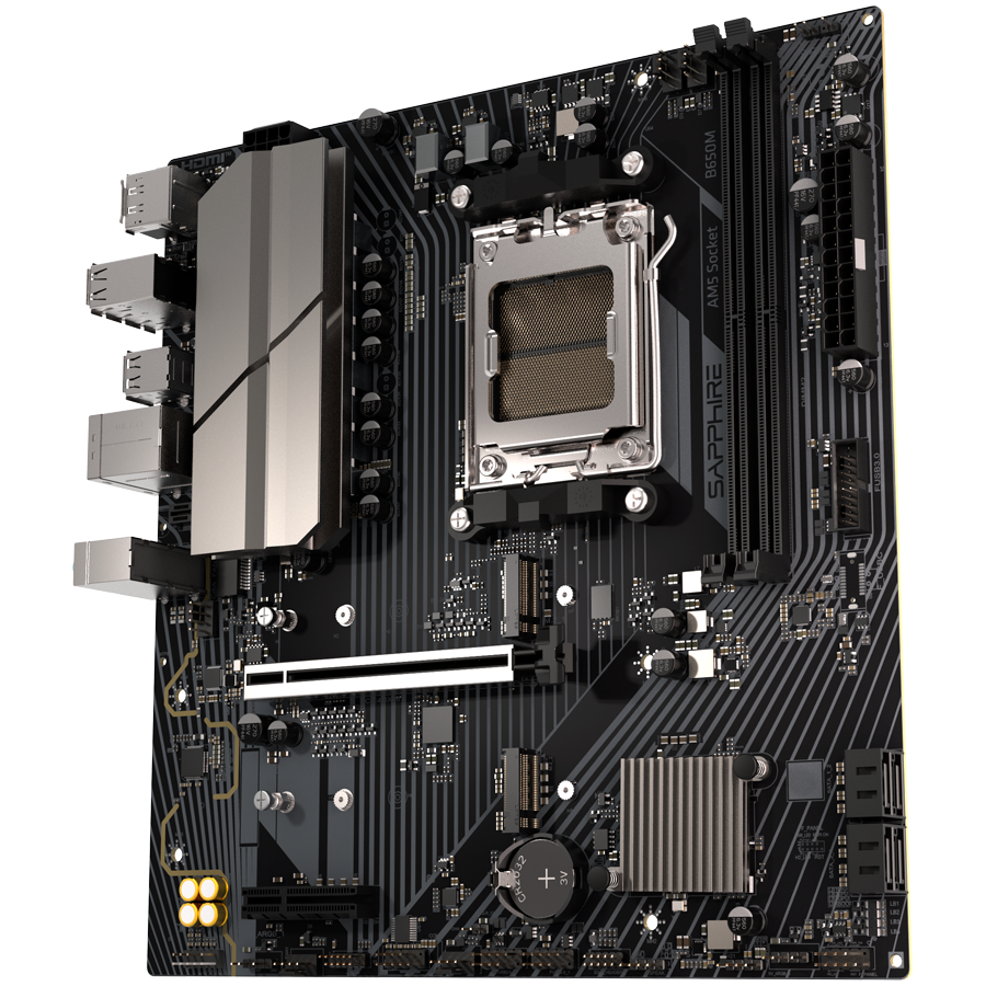 SAPPHIRE AMD B650M-E AM5 Ryzen R9/R7/R5, 2x DDR5 7600MHz, PCIe 4.0 x16, 1x M.2 Gen5, 1x M.2 Gen4, LAN 2.5 Gbps, Micro-ATX