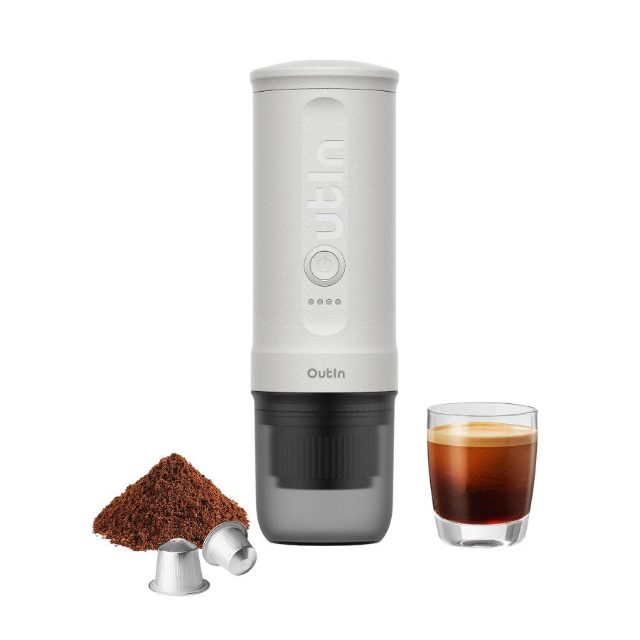 OUTIN Nano Espresso Machine, model OTEM-01, color Pearl White