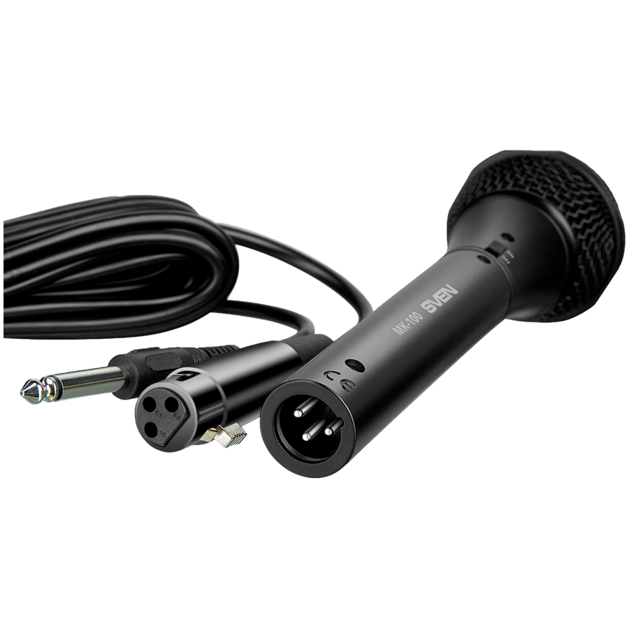 Microphone SVEN MK-100 (Wired, dynamic, metal, cable 4.0 m, 6.3/3.5mm Jack, cardioid, black)