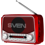 Speaker SVEN SRP-150, red (3W, Bluetooth, FM/AM/SW, USB, microSD, flashlight, battery)
