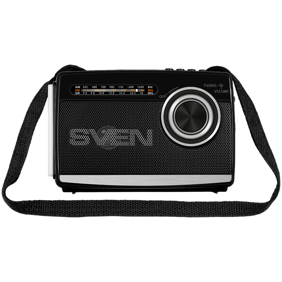 Speaker SVEN SRP-155, black (3W, Bluetooth, FM/AM/SW, USB, microSD, flashlight, battery)