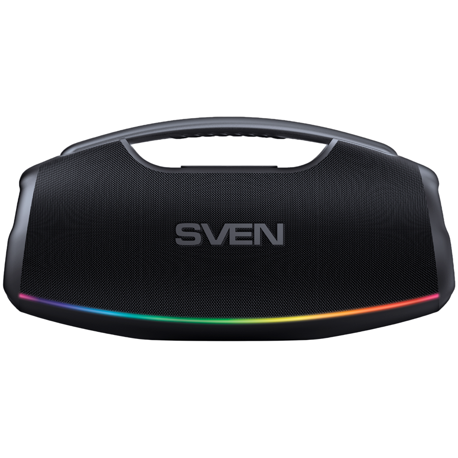 Portable speaker SVEN PS-990, black, power output 180W (RMS), TWS, Bluetooth, RGB backlight, Waterproof (IPx7), USB, Lithium