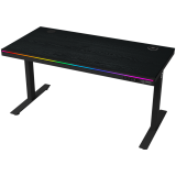Dual-motor sit/stand adjustable-height gaming desk with wireless charger, RGB lighting, control panel, and USB ports, PB mela