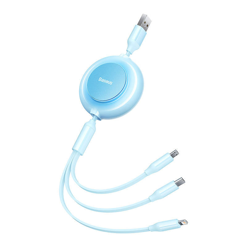 Baseus Bright Mirror 2, USB 3-in-1 cable for micro USB / USB-C / Lightning 3.5A 1.1m (Sky blue) - Product Image 5