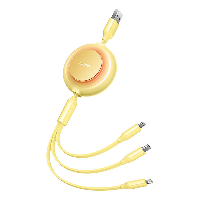Baseus Bright Mirror 2, USB 3-in-1 cable for micro USB / USB-C / Lightning 3.5A 1.1m (Yellow) - Product Image 6
