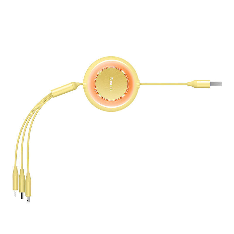 Baseus Bright Mirror 2, USB 3-in-1 cable for micro USB / USB-C / Lightning 3.5A 1.1m (Yellow) - Product Image 3
