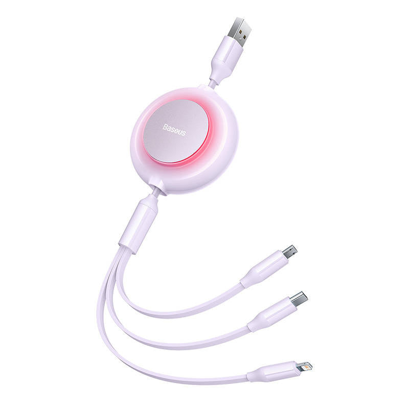 Baseus Bright Mirror 2, 3-in-1 USB 3-in-1 cable for micro USB / USB-C / Lightning 3.5A 1.1m (Purple) - Product Image 6