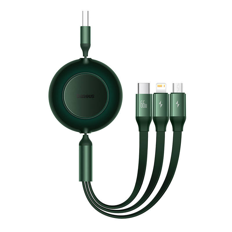 Baseus Bright Mirror 3, USB 3-in-1 cable for micro USB / USB-C / Lightning 66W / 2A 1.1m (Green) - Product Image 2