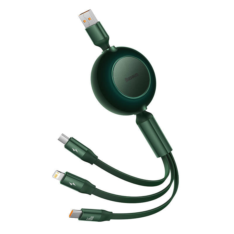 Baseus Bright Mirror 3, USB 3-in-1 cable for micro USB / USB-C / Lightning 66W / 2A 1.1m (Green) - Product Image 6