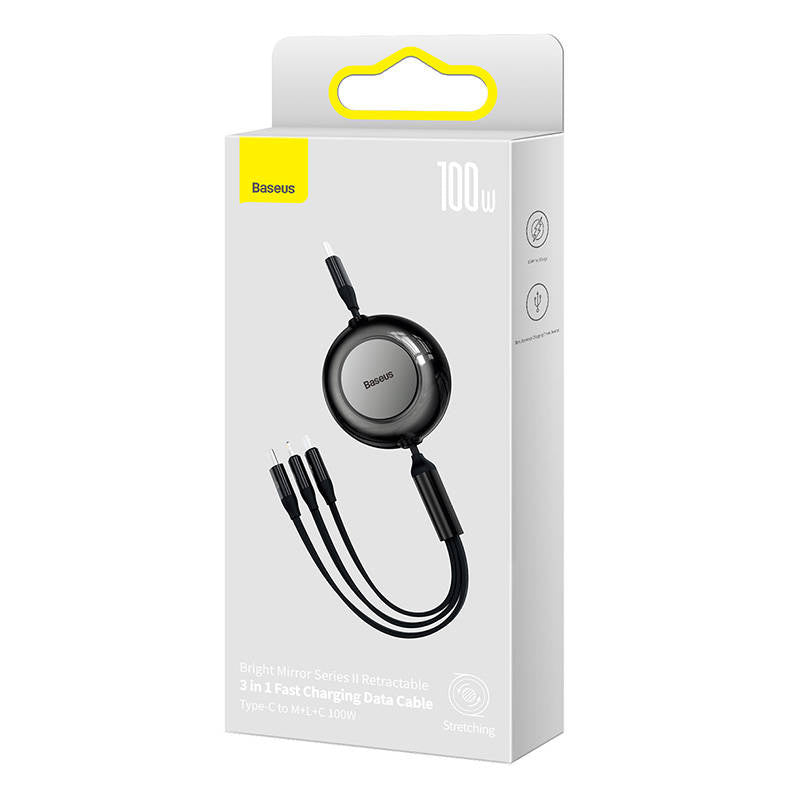 Baseus Bright Mirror 4, USB-C 3-in-1 cable for micro USB / USB-C / Lightning 100W / 3.5A 1.1m (Black) - Product Image 5