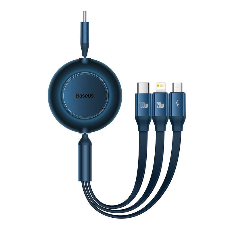 USB-C 3-in-1 cable Baseus Bright Mirror 4 for micro USB / USB-C / Lightning 100W / 3.5A 1.1m (Blue) - Product Image 2