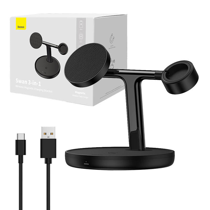 Magnetic Charging Bracket Baseus Swan 3 in 1 20W (black) - Product Image 1