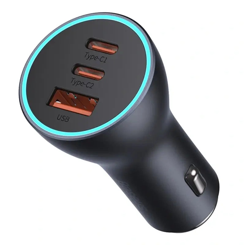 Car charger Baseus Golden Contactor Pro, 2x USB-C, 1x USB, 65W (grey) - Product Image 4