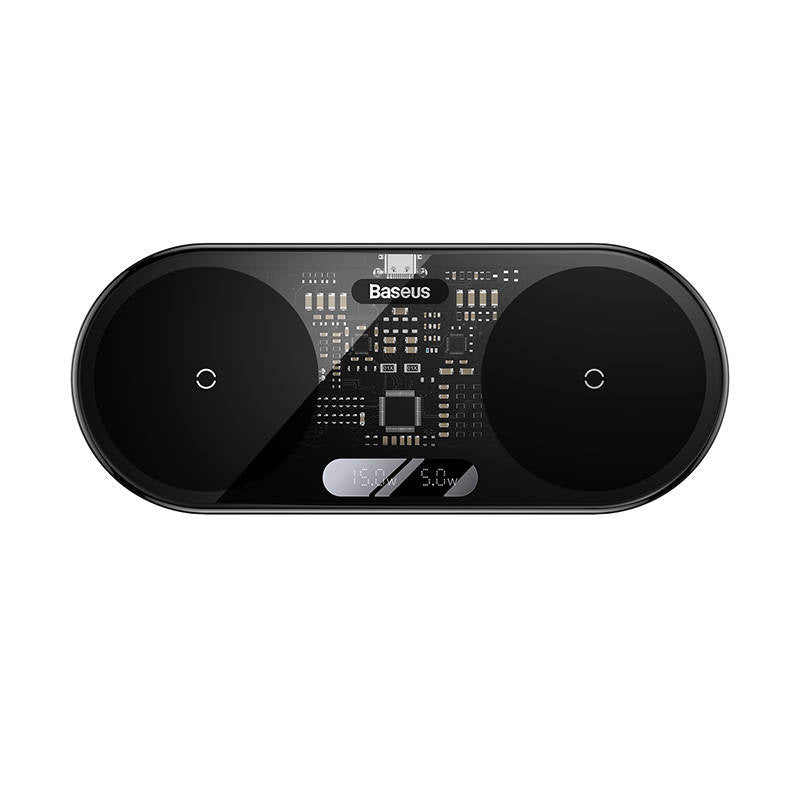 Dual Qi wireless charger Baseus Digital LED Display, 20W - Product Image 2