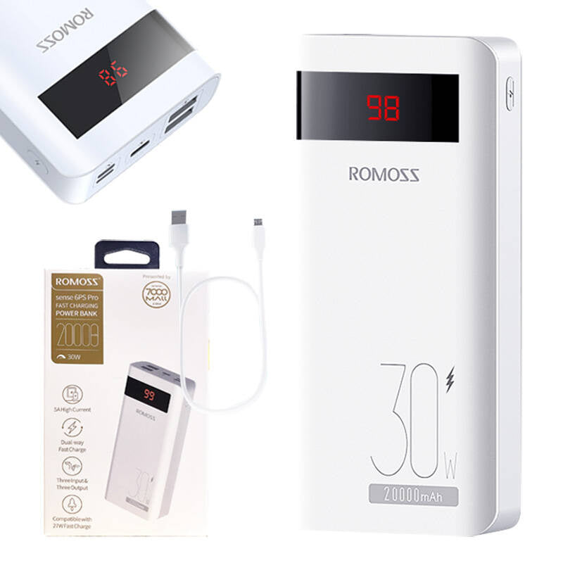 Powerbank Romoss Sense6PS Pro 20000mAh, 30W (white) - Product Image 3