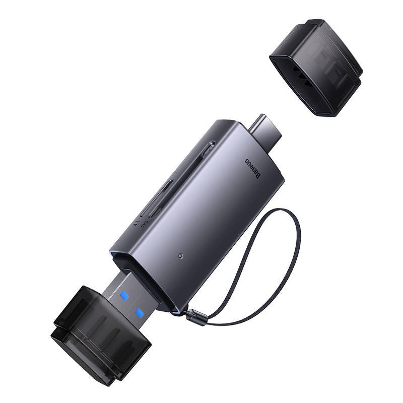 Baseus Lite Series SD/TF memory card reader, USB + USB-C (gray) - Product Image 3