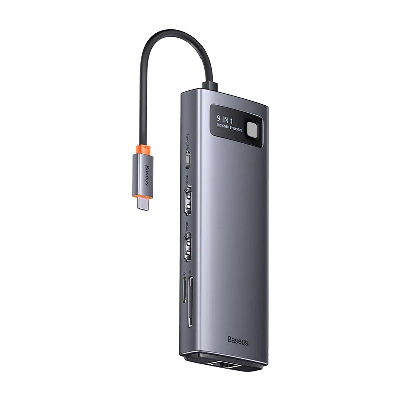 Hub 9in1 Baseus Metal Gleam Series, USB-C to 2x USB 3.0 + 2x HDMI + USB 2.0 + USB-C PD + Ethernet RJ45 + microSD/SD - Product Image 2