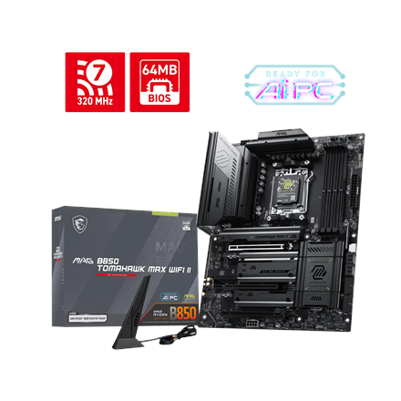 MSI MAG B850 TOMAHAWK MAX WIFI II | Processor family AMD | Processor socket AM5 | DDR5 | Supported hard disk drive inter