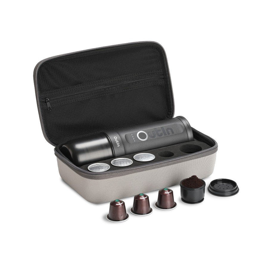 Outin Nano Travel Kit, Espresso Machine Bundle with Nano Protective Case, model OTEM-01, color Space Gray