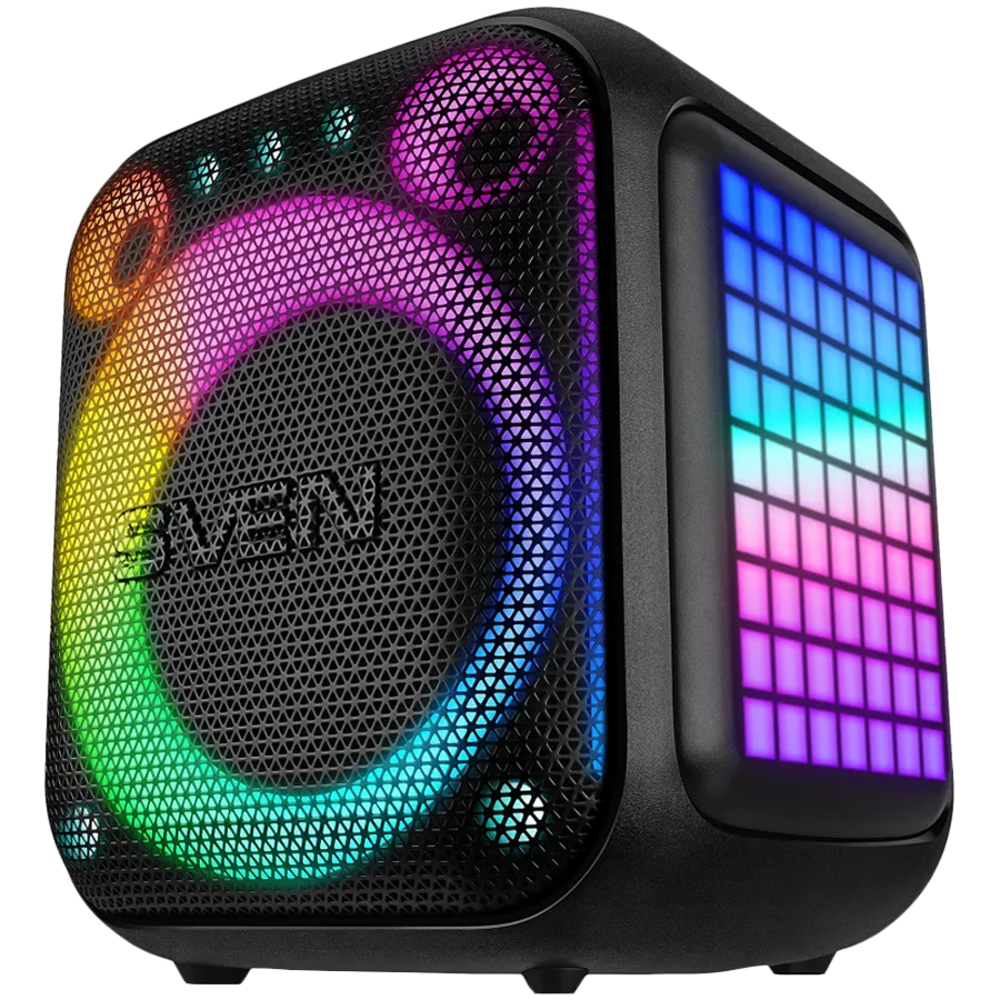 Portable speaker SVEN PS-880, black, power output 110W (RMS), TWS, Bluetooth, FM, USB, microSD, LED-display, lithium battery