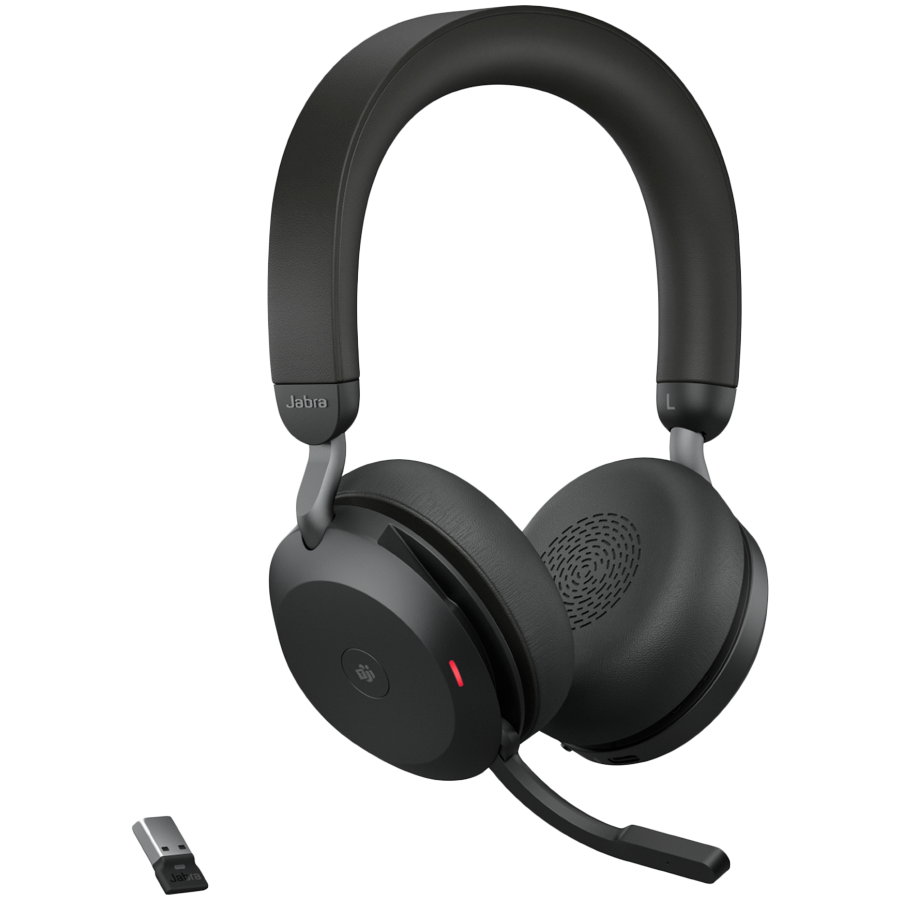 JABRA EVOLVE2 75, Link390a MS Stereo Black, EVOLVE2 75 headset Black MS, Link 380 BT adapter USB-A MS,1.2m USB-C to USB-A cab