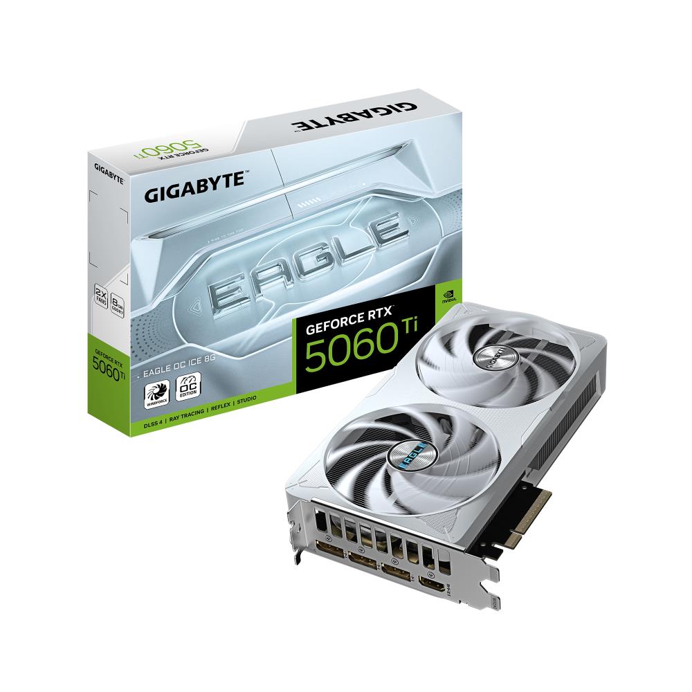 Graphics Card GIGABYTE NVIDIA GeForce RTX 5060 Ti 8 GB GDDR7 128 bit PCIE 5.0 16x GPU 2617 MHz Dual Slot Fansink 1xHDMI 3xDisplayPort GV-N506TEAGLEOCICE-8GD
