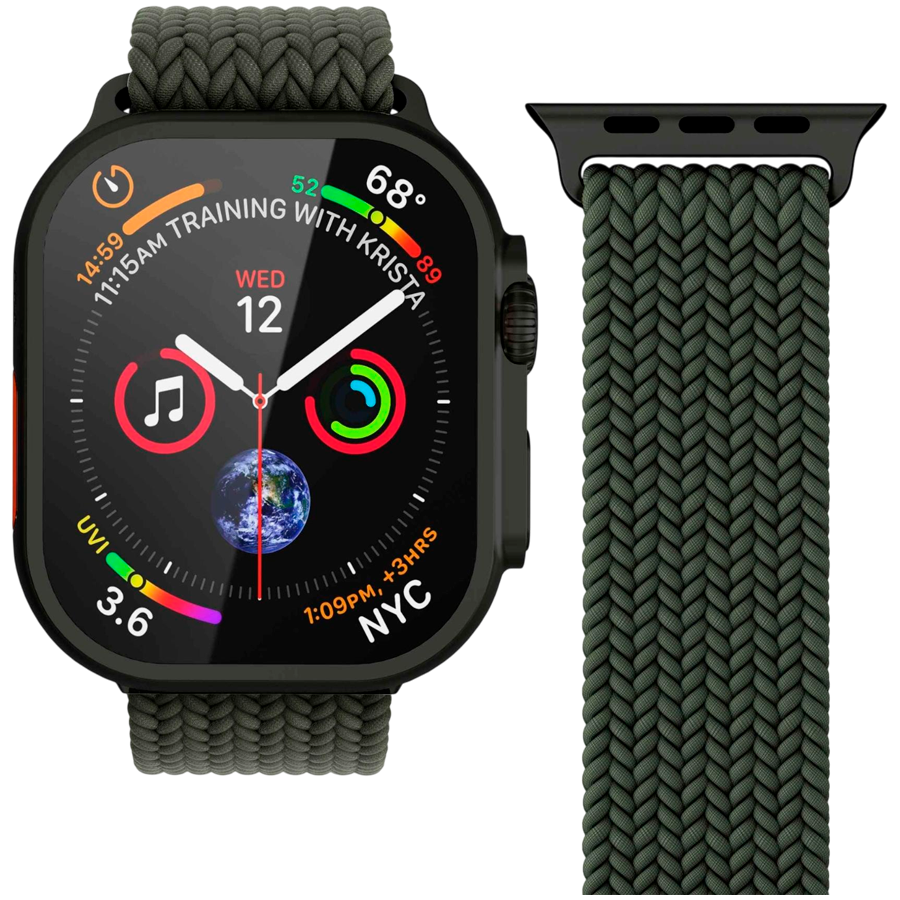 Woven Loop 44, 45, 46, 49mm One Size, Olive Black — VONMAHLEN
