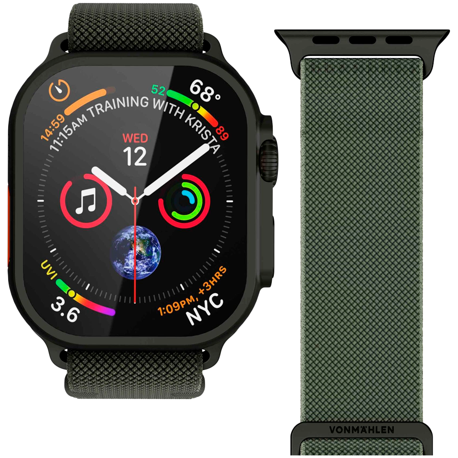 Classic Nylon Loop 40, 41, 42mm One Size, Olive Black — VONMAHLEN