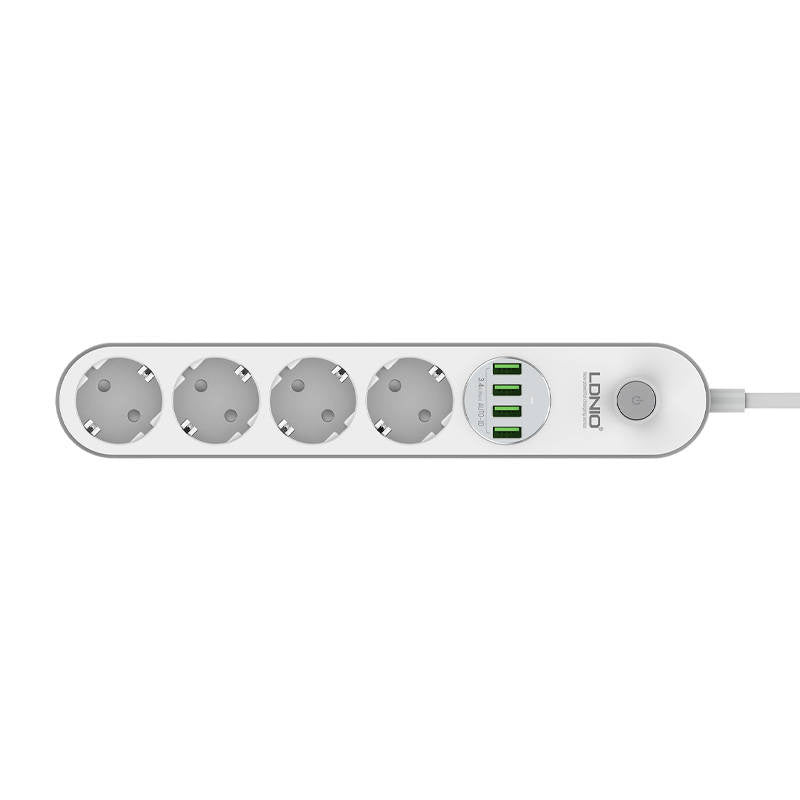 Power strip with 4 AC sockets, 4x USB, LDNIO SE4432, 2m (white) - Product Image 2
