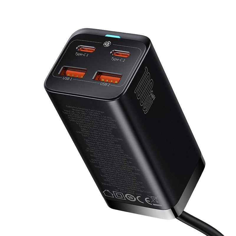 Baseus GaN3 Pro wall charger 2xUSB-C + 2xUSB, 100W (black) - Product Image 12