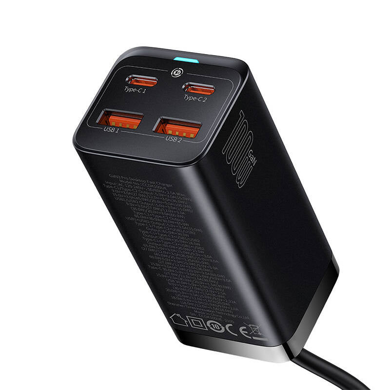Baseus GaN3 Pro wall charger 2xUSB-C + 2xUSB, 100W (black) - Product Image 5