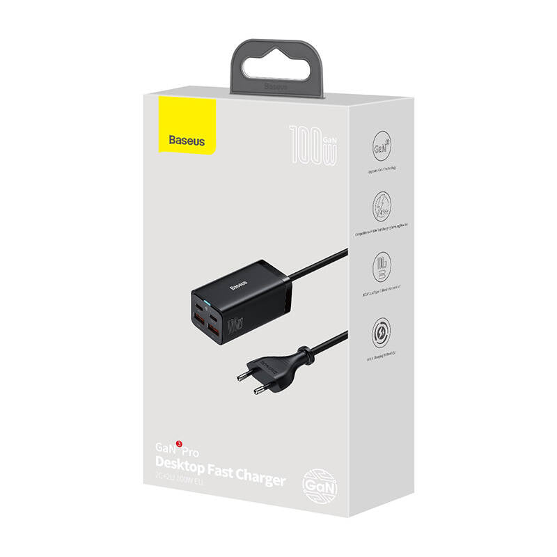 Baseus GaN3 Pro wall charger 2xUSB-C + 2xUSB, 100W (black) - Product Image 7