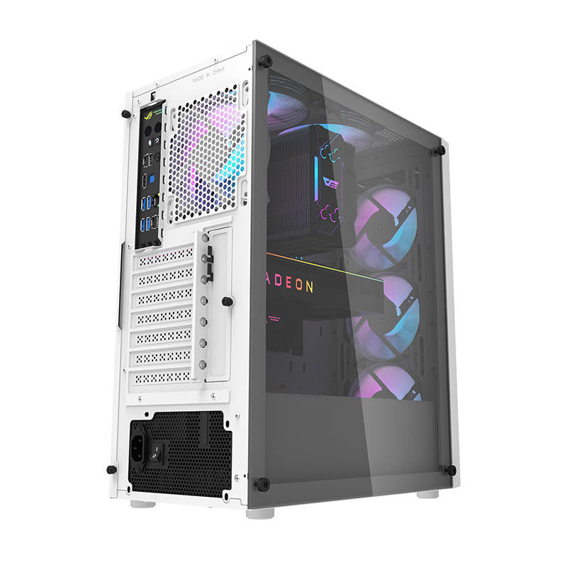 Darkflash DK351 Computergehäuse (weiß) + 4 RGB-Lüfter