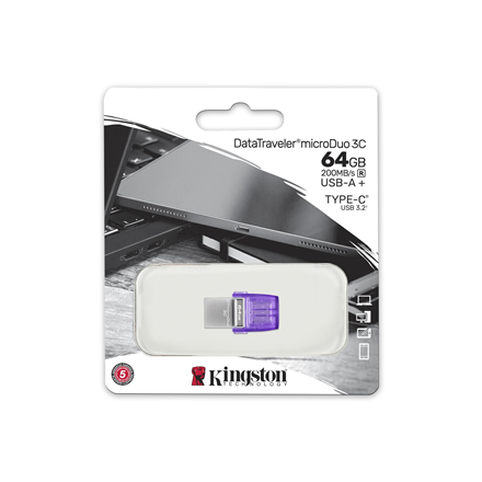Kingston | DataTraveler | DT Micro Duo 3C | 64 GB | USB Type-C/Type-A | Purple