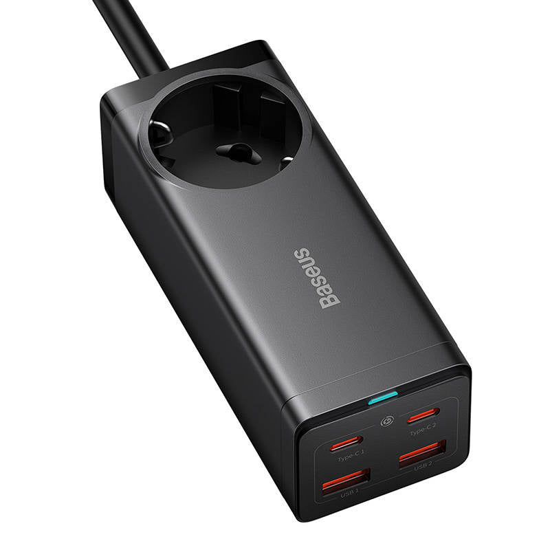 Baseus GaN3 Pro wall charger / powerstrip 2xUSB + 2xUSB-C + AC, 100W (black) - Product Image 4