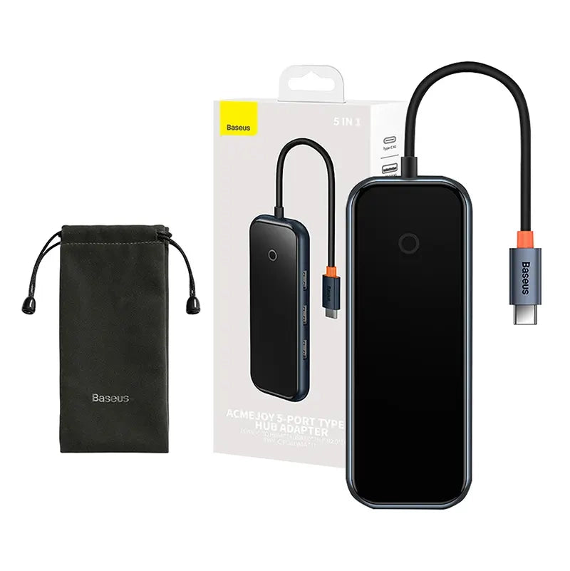 Hub 5in1 Baseus AcmeJoy series USB-C to 2xUSB 3.0 + USB 2.0 + USB-C PD + HDMI (dark grey) - Product Image 1