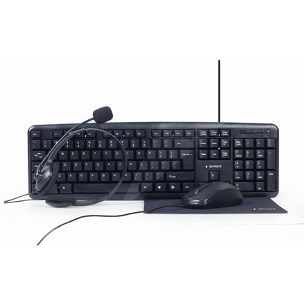 Gembird | 4-in-1 Multimedia office set | KBS-UO4-01 | Keyboard, Mouse, Pad and Headset Set | Wired | Mouse included | US