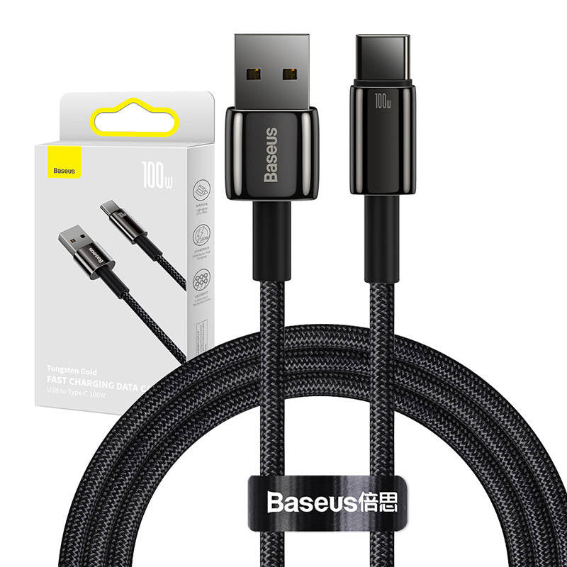 Baseus Tungsten Gold Cable USB to USB-C, 100W, 1m (black) - Product Image 1