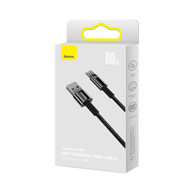 Baseus Tungsten Gold Cable USB to USB-C, 100W, 2m (black) - Product Image 8