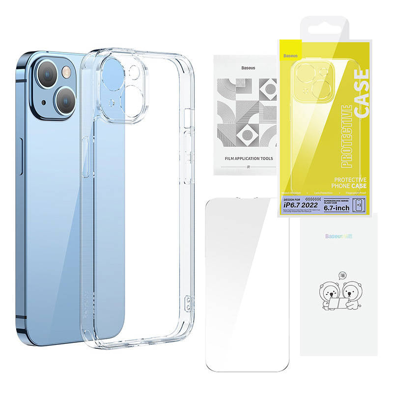 Baseus SuperCeramic Transparent Glass Case and Tempered Glass set for iPhone 14 Plus - Product Image 1