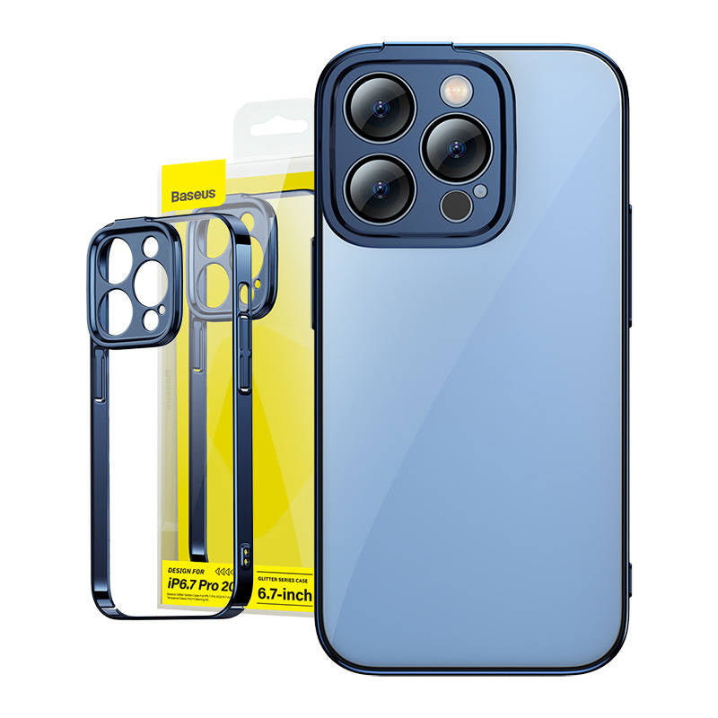 Baseus Glitter Transparent Case and Tempered Glass set for iPhone 14 Pro Max (blue) - Product Image 1