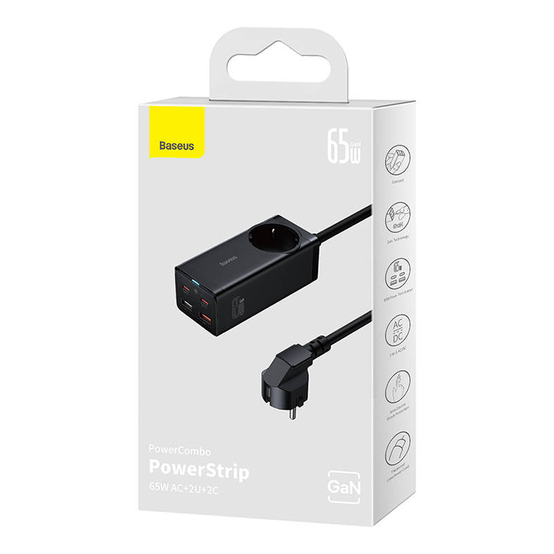 Baseus GaN3 Pro wall charger / powerstrip 2xUSB + 2xUSB-C + AC, 65W - Product Image 7